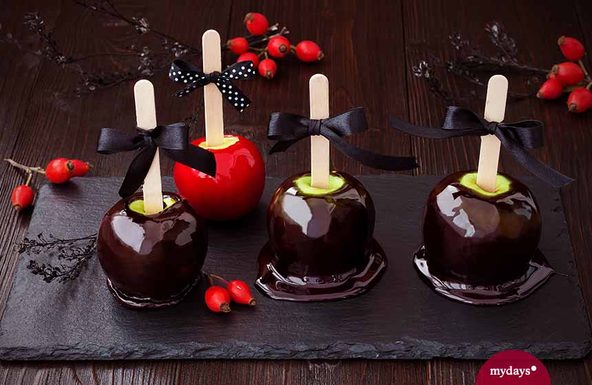 Äpfel, schwarze Äpfel, Halloween, Halloweenrezepte