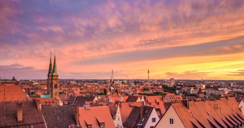 Nürnberg Panorama Ausblick und Sonnenuntergang