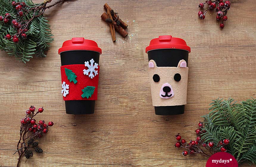 Kleines Weihnachtsgeschenk - Wärmeschutz Kaffeebecher selber machen