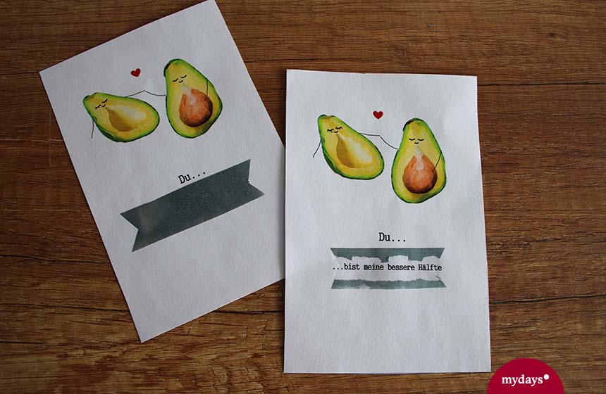 Süße Rubbellkarte mit Avocado
